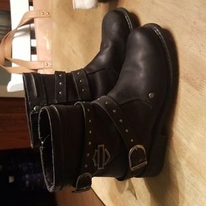 Harley-Davidson Women's Black Leather Motorcycle Boots Size 8.5